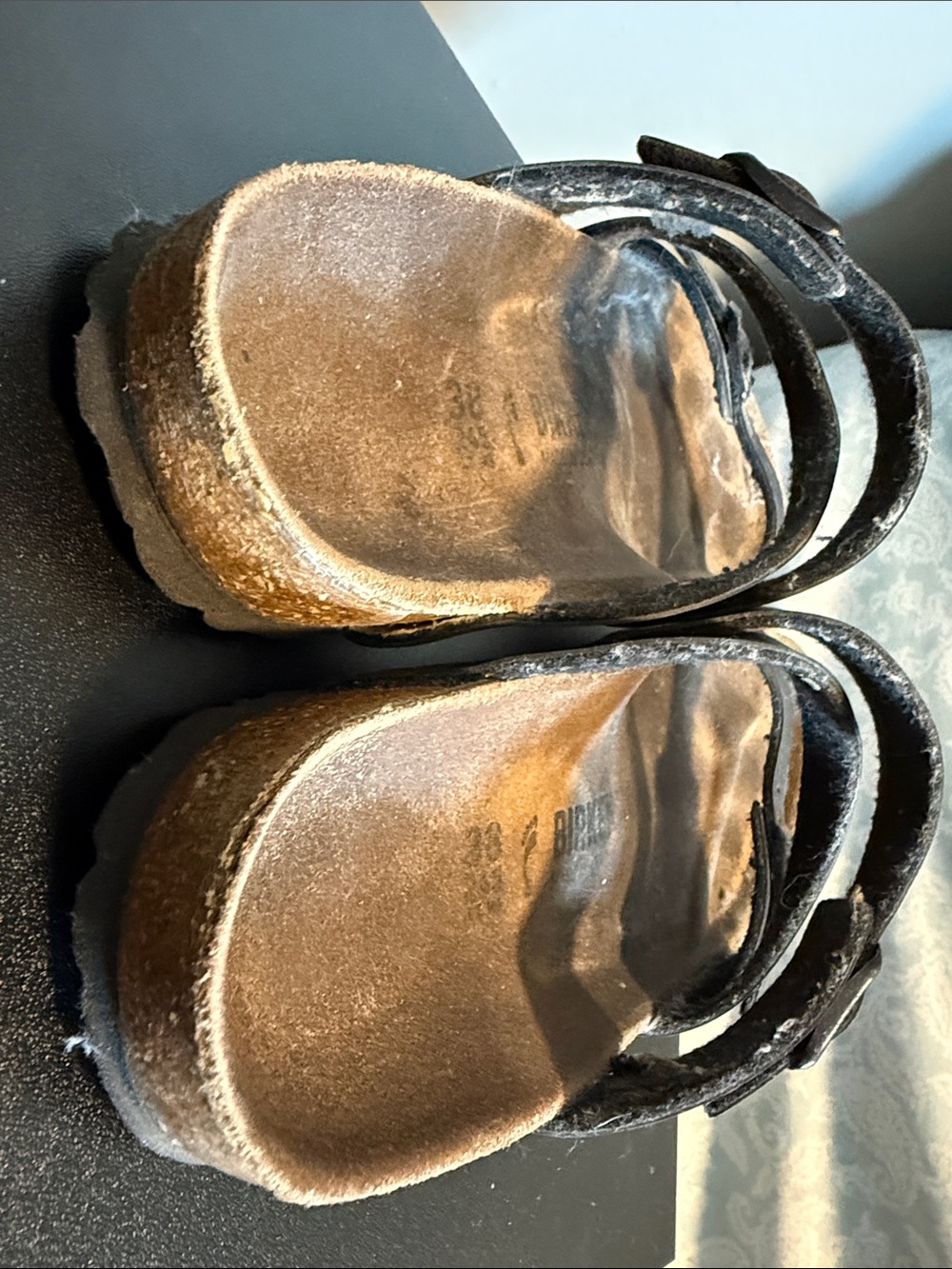 Birkenstock Black Two-Strap Sandals with Cork Footbed - Picture 2 of 3